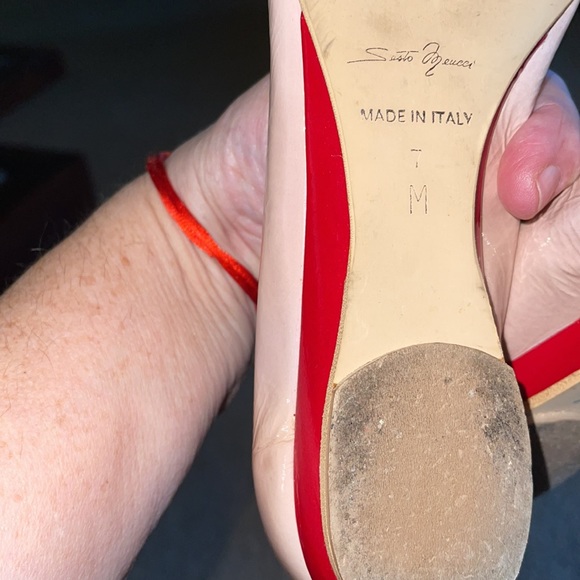 Sesto Meucci Italian vintage flats size 6 1/2 7 6.5 patent red beige Jackie O - Picture 8 of 11